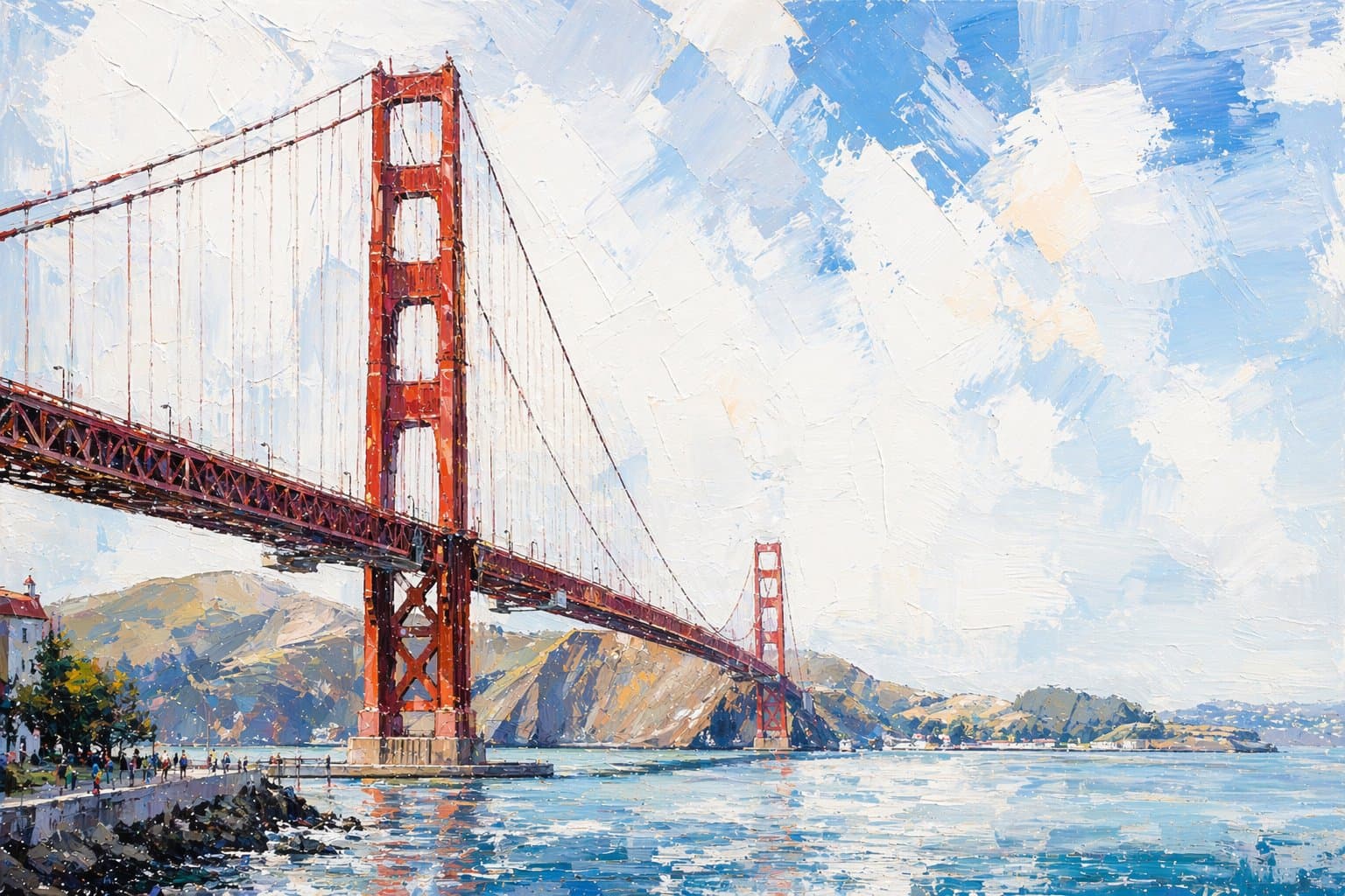 Abstract painting of the Golden Gate Bridge for Sasan Ghorbani independent AI advisory